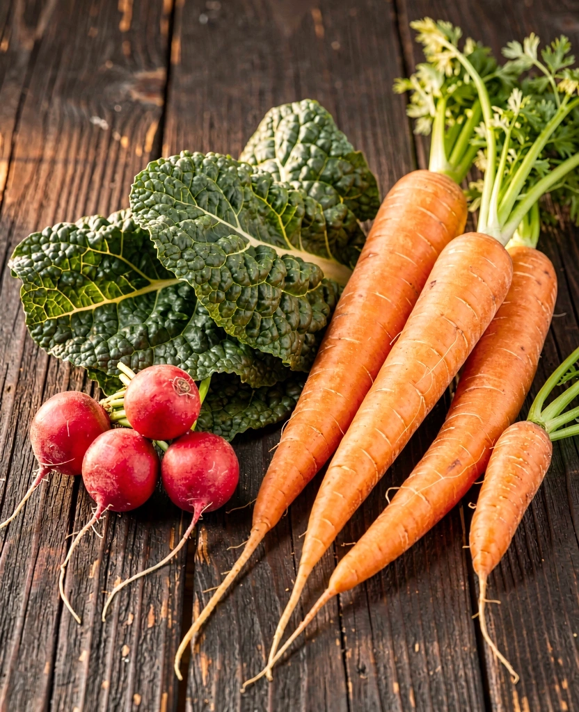 Frisches Bio-Gemüse auf Holztisch