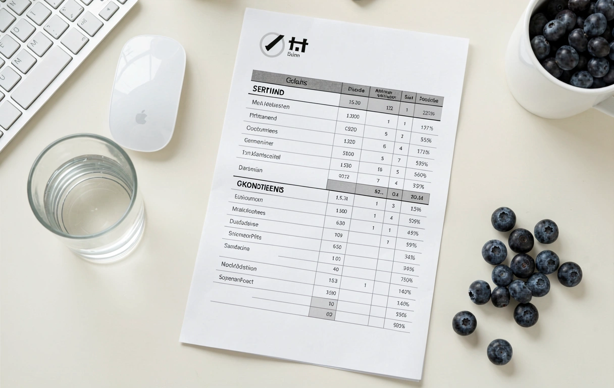 Ernährungsplan auf dem Schreibtisch